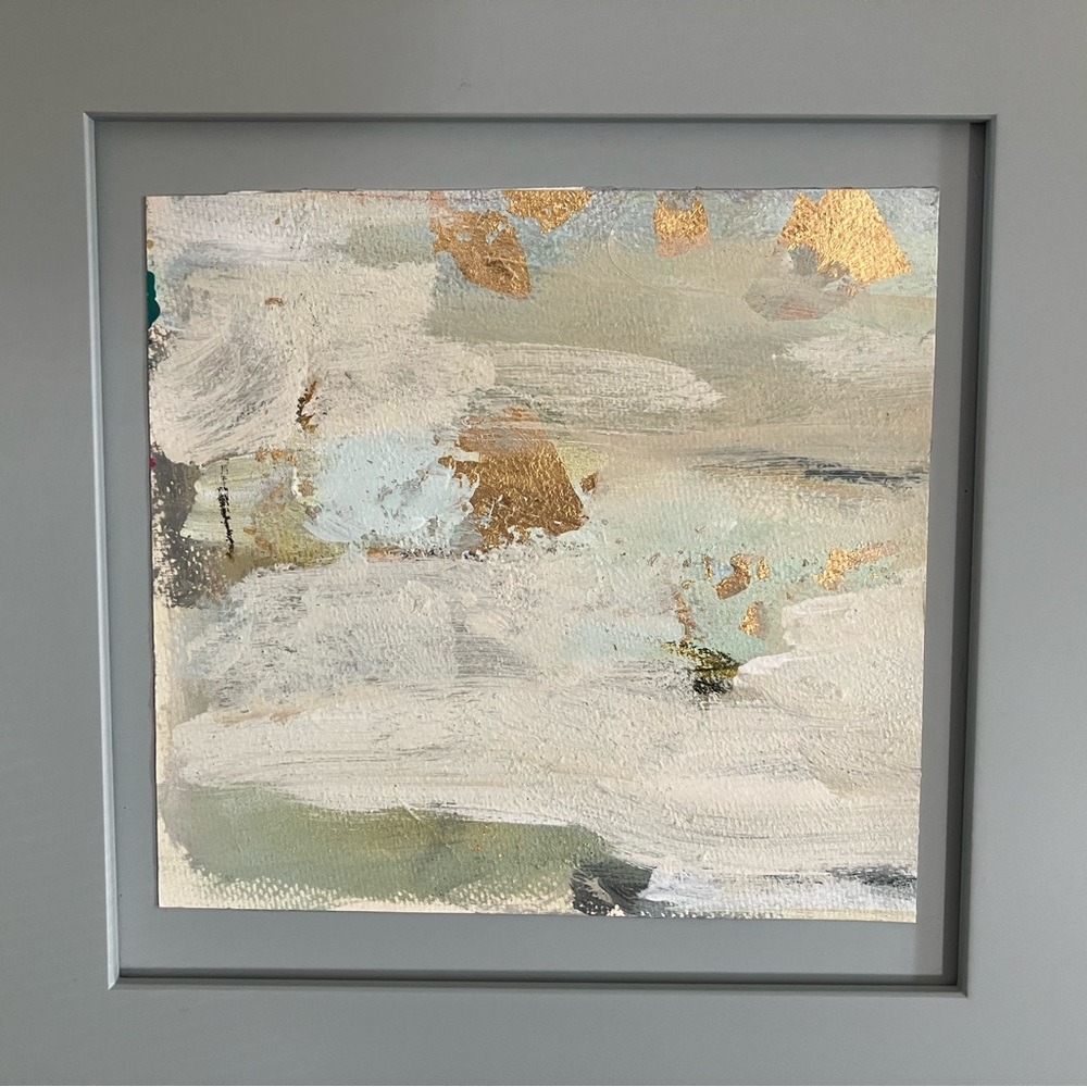 Acrylic painting framed in a cabinet door